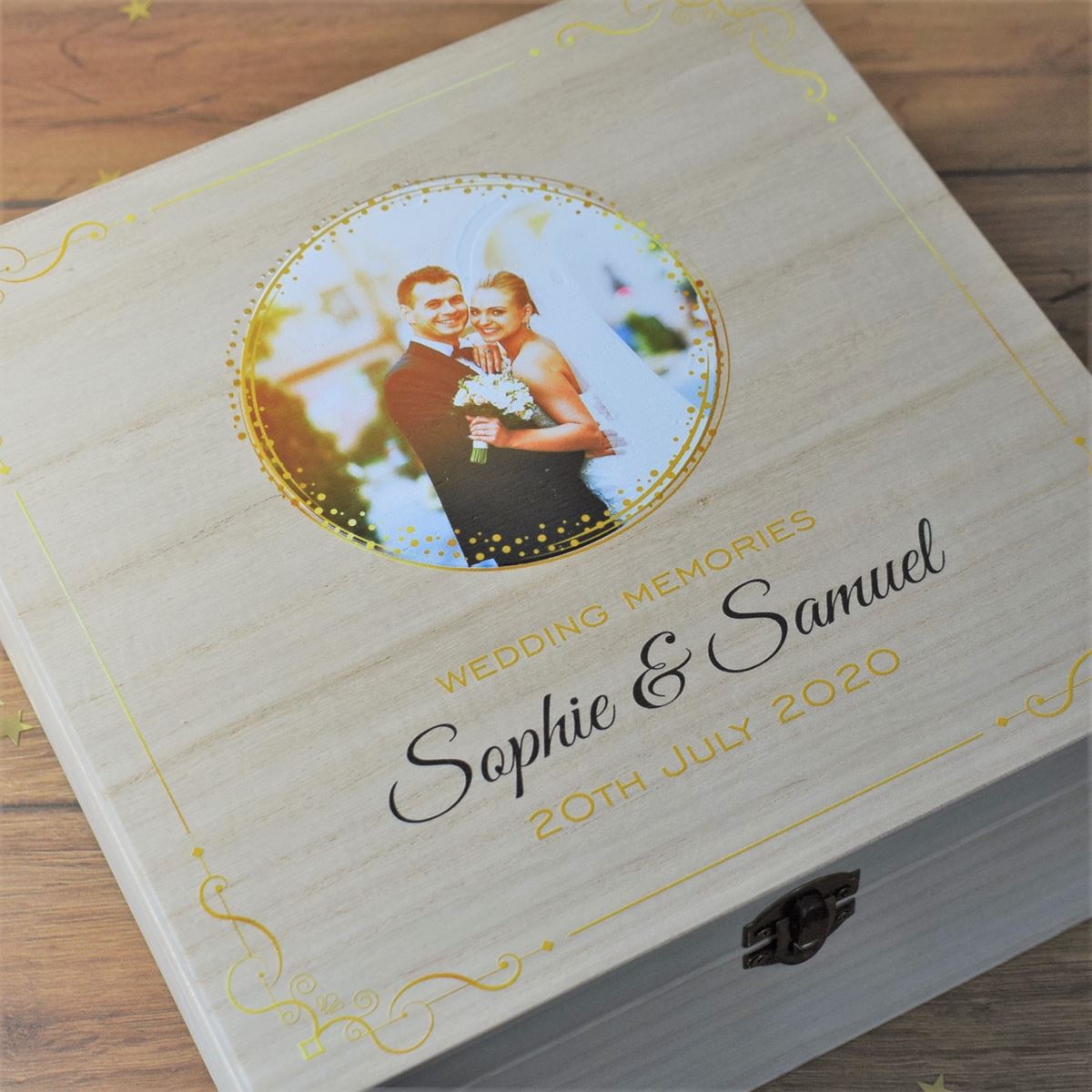 Personalised Photo Printed Wedding Keepsake Wooden Box