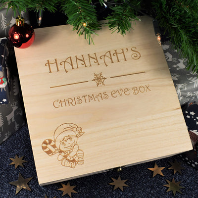 Personalised Wooden Christmas Eve Box - Elf