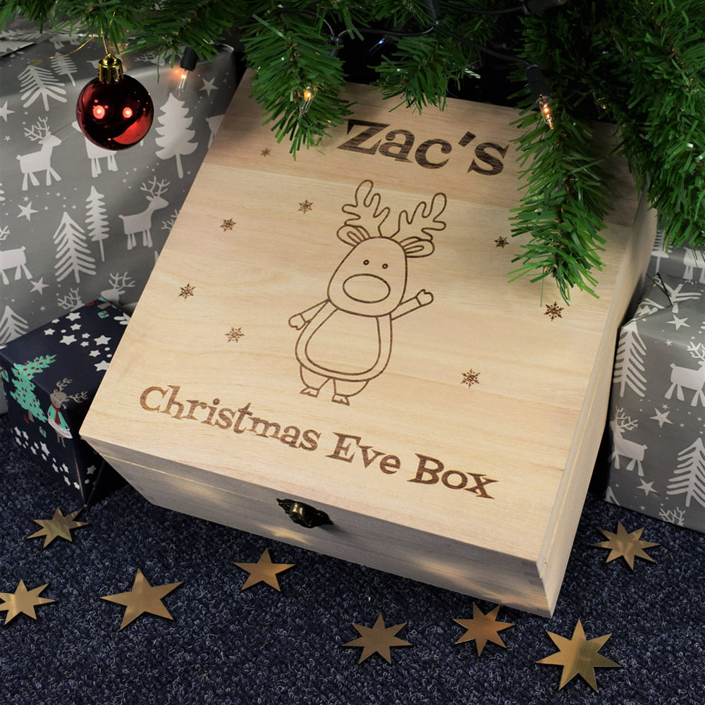 Personalised Wooden Christmas Eve Box - Rudolph the Reindeer
