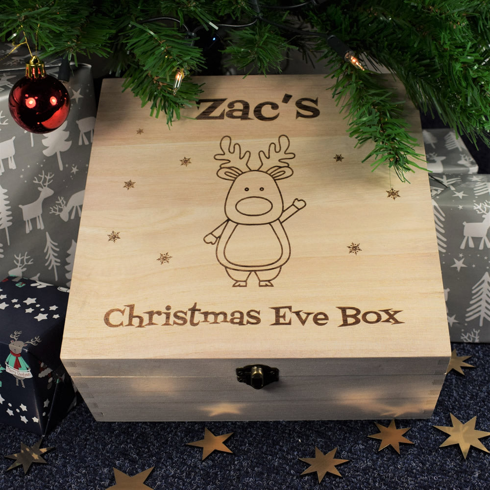 Personalised Wooden Christmas Eve Box - Rudolph the Reindeer