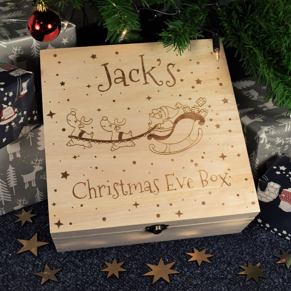 Personalised Wooden Christmas Eve Box - Santa's Sleigh