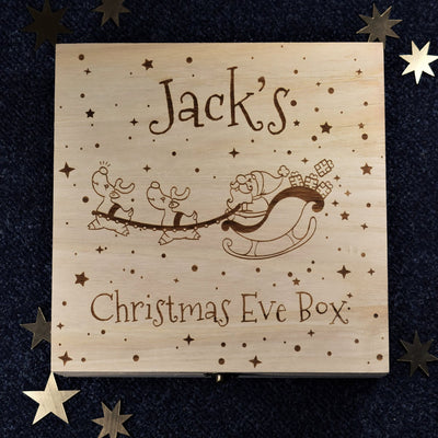 Personalised Wooden Christmas Eve Box - Santa's Sleigh
