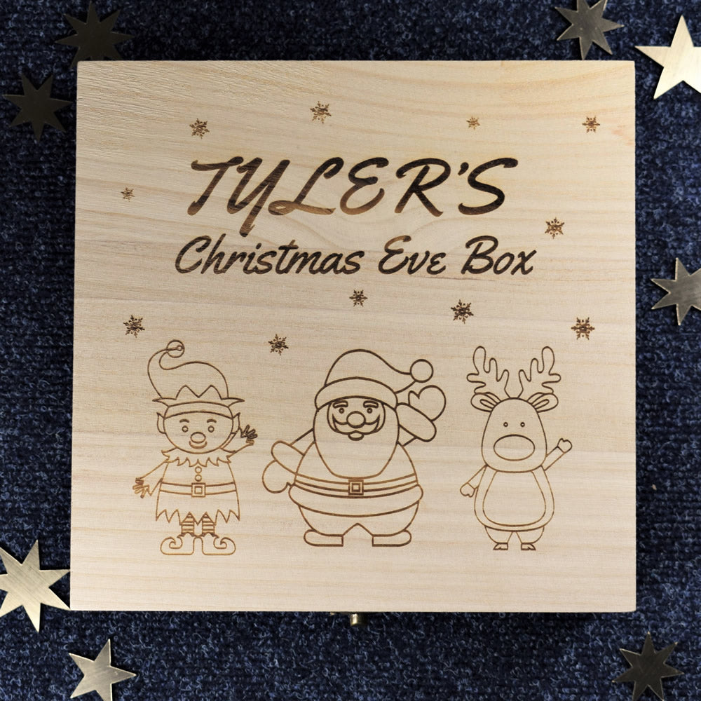 Personalised Wooden Christmas Eve Box - Santa and Friends